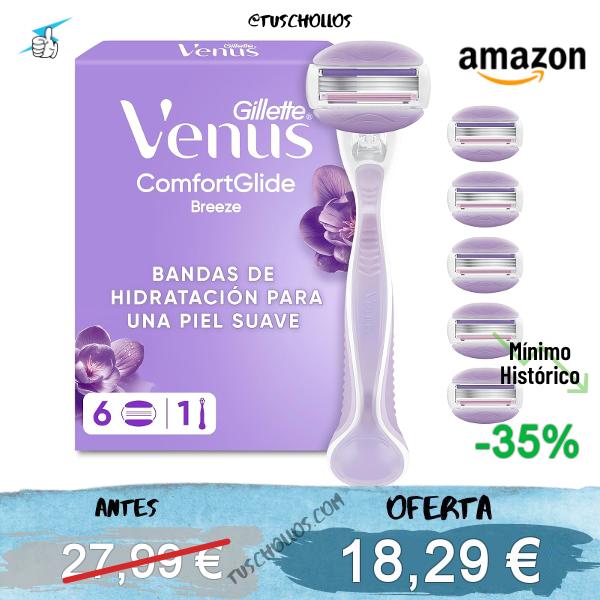 Gillette Venus ComfortGlide Breeze Máquinilla de Afeitar Mujer, 6 Recambios, 7 unidad (Paquete de 1)