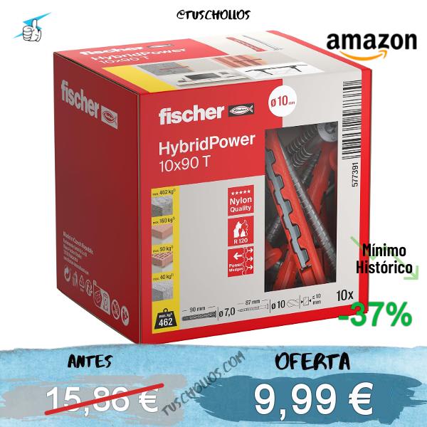 fischer HybridPower 10 x 90 T, tacos para máxima capacidad de carga y seguridad