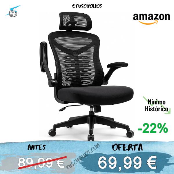 Magic Life Silla de Escritorio Sillas de Oficina Reposabrazos abatible de 90 ° Silla ergonómica para computadora Soporte Lumbar Altura Ajustable Giratoria de 360 ° Mecedora (Negro), Tamaño grande