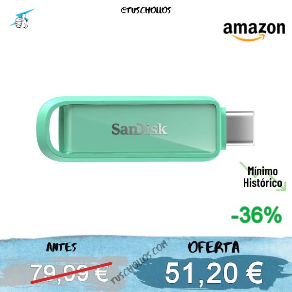 SanDisk Phone Drive con USB Type-C 256 GB (para teléfonos Inteligentes, tabletas y Ordenadores, velocidades de 150 MB/s, Haz copias automáticas, recuperación de Datos) - Verde Espuma de mar, 256 GB