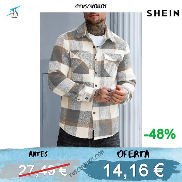 Manfinity Roughcore Abrigo largo de manga larga de tela tejida a cuadros elegante para hombre, franelas para hombre