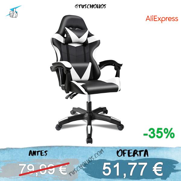 T-Lovendo - Silla Gaming con Cojín Lumbar y Cervical, Ergonómica, Regulable en Altura y Reclinable
