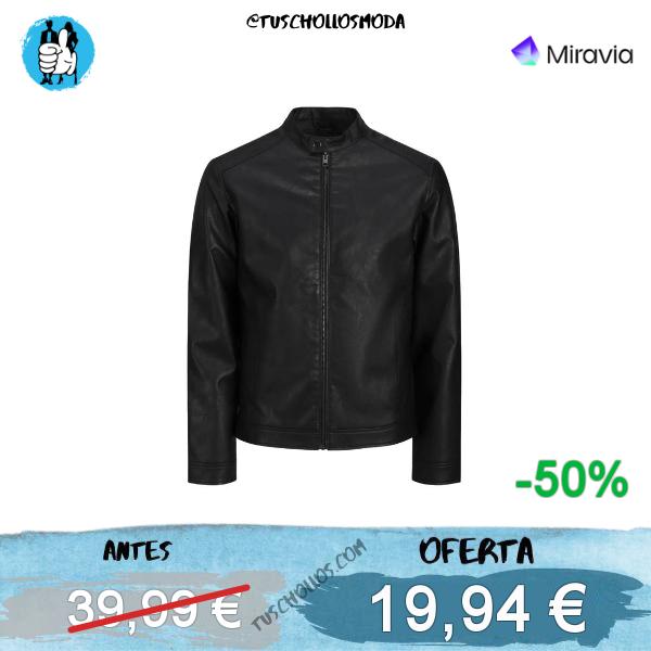 Jj rebel jrebcaleb - biker style jacket for men leather effect | Lightweight zip