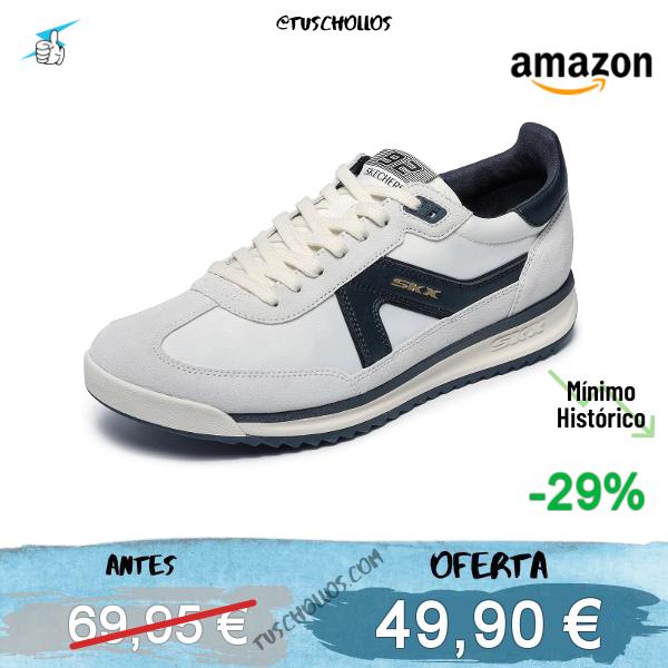 Skechers SKX 92 SPECTIVE - Tenis para Hombre, Piel Blanca/Textil Negro/PU