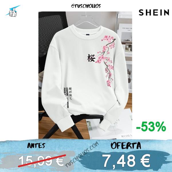 Daypath Sudadera versátil de cuello redondo de manga larga con estampado floral estilo japonés para hombres
