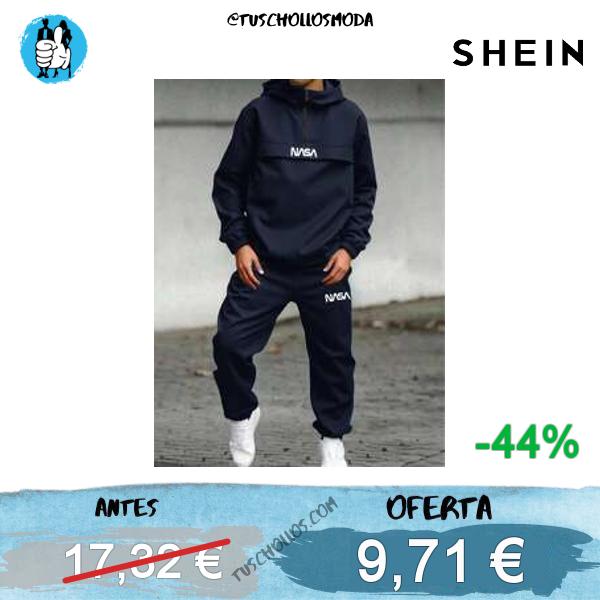 SHEIN Conjunto de 2 piezas de chaqueta con capucha y media cremallera y pantalones