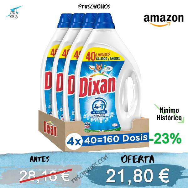 Dixan Gel Total 4+1, Detergente Líquido para Lavadora (pack de 4, total: 160 lavados), jabón para lavar la ropa blanca y clara. Limpieza, luminosidad, frescor y sostenibilidad., 450 ml (Paquete de 4)