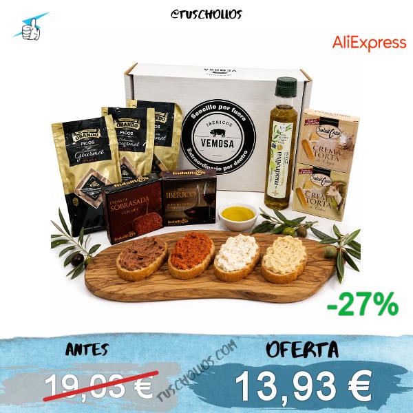 Lote Gourmet para Regalo - Cesta Gourmet Español con Cremas de Queso, Paté Ibérico, Sobrasada con Miel, Aceite de Oliva Virgen Extra y Picos Obando, regalo original (CESTA Nº3)