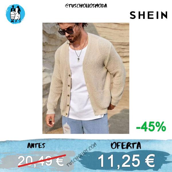 HIMLAND Cárdigan de hombre de unicolor con botones delanteros, grueso, liso, color caqui, estilo urbano casual