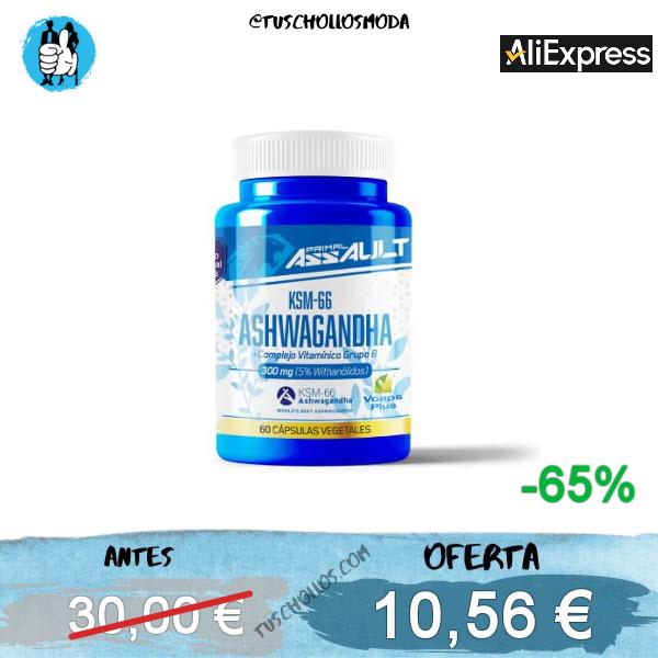 PRIMAL ASSAULT | Ashwagandha KSM-66 - Rhodiola Rosea Vit B6 B12 - Ginseng Indio BIO-disponible con 5% de Whitanólidos y Vitaminas B6 y B12-60 Unidades por pack: 60 Cápsulas＋60 Cápsulas