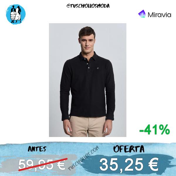 VALECUATRO Polo Básico Manga Larga Negro - Polo Clásico Hombre | Miravia