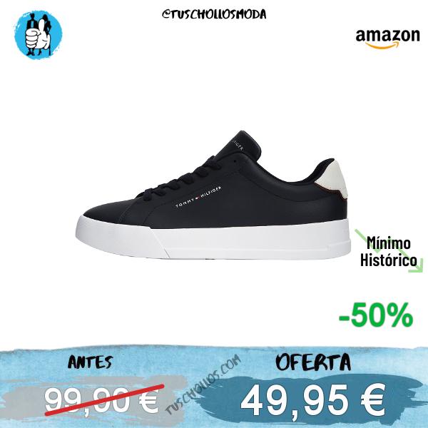 Tommy Hilfiger Court Sneaker Mujer Detail Essential de Piel, Azul (Desert Sky), 40, 40 EU