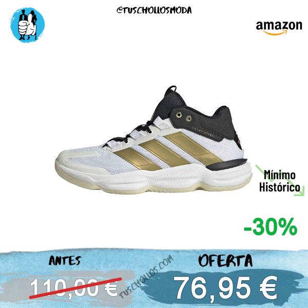 adidas Hombre Courtstabil Indoor Performance Shoes, FTWR White/Gold Met./Core Black