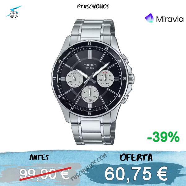 Casio Reloj Hombre Analogico Cuarzo con Correa de Acero inoxidable MTP-1374D-1A3VDF | Miravia
