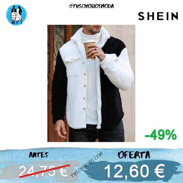 Manfinity CasualCool Chaqueta casual de manga larga con botones delanteros, bolsillo y ribete de color contrastante